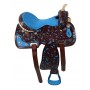 Blue Inlay Dark Brown Barrel Racing Horse Saddle 16
