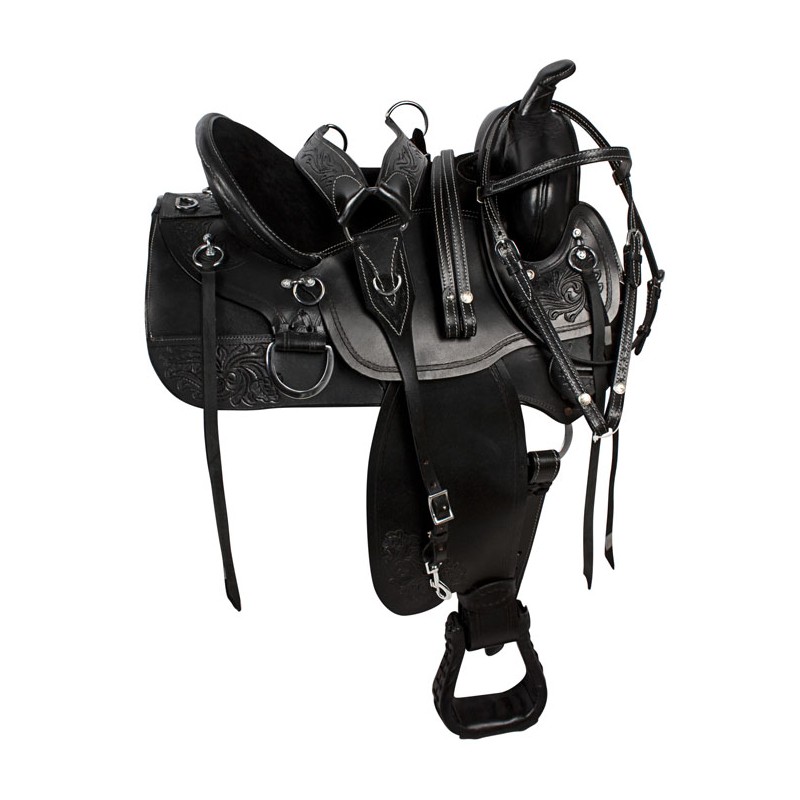 Comfy Black Western Pleasure Trail Horse Saddle Tack 16
