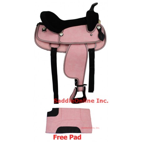 New 12 Beautiful Youth Kids Child Pink Horse Saddle &Pad