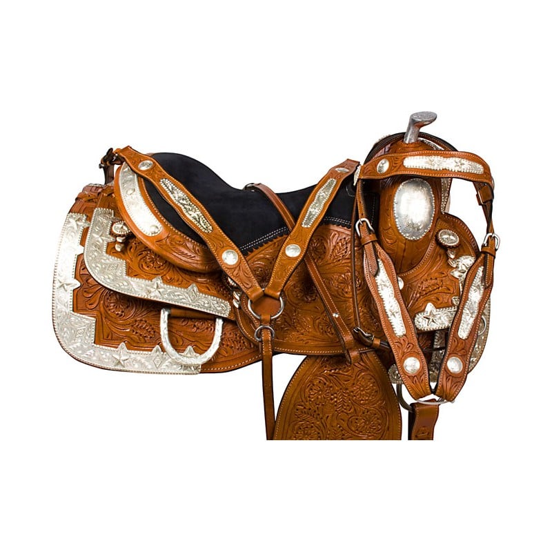 Hand Carved Silver Western Show Horse Saddle 16