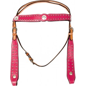 Pink Studded Western Horse Headstall Breast Collar Tack Set