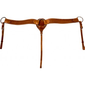 Basket Weave Tooled Western Horse Headstall Breast Collar Set