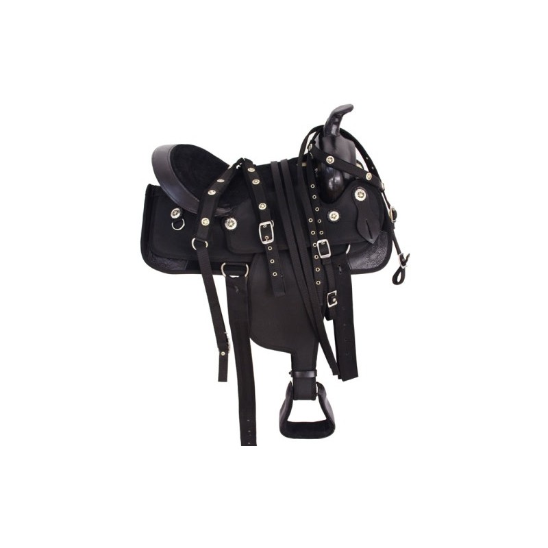 New 15 16 Black Trail Synthetic Western Horse Saddle Tack