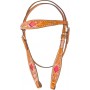Pink Hand Painted Headstall Breast Collar Western Horse Tack Set