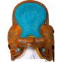Hand Painted Turquoise Inlay Barrel Western Saddle 16
