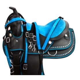 Turquoise Blue Dura Leather Western Horse Saddle 15"