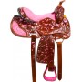 Pink Inlay Crystal Brown Barrel Western Horse Saddle 16