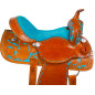 Turquoise Tan Barrel Racer Western Horse Saddle 16