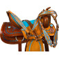 Blue Western Barrel Trail Show Horse Leather Saddle Tack 16