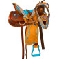 Blue Western Barrel Trail Show Horse Leather Saddle Tack 16