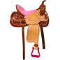 Pink Western Barrel Trail Show Horse Leather Saddle Tack 16