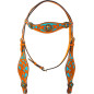 Turquoise Crystal Concho Western Horse Headstall Tack Set