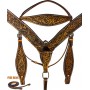 Hand Carved Antique Headstall Reins Western Horse Tack Set