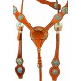 Turquoise Crystal One Eared Headstall Western Horse Tack Set
