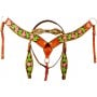Hand Painted Pink Floral Breast Collar Western Horse Tack Set