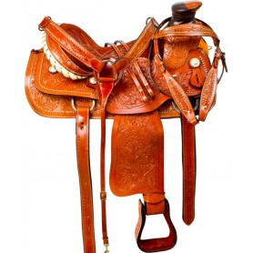 9777 STUDDED A FORK WADE TREE ROPING RANCH WESTERN HORSE SADDLE 15 16