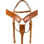 Chestnut Leather Tooled Breast Collar Western Horse Tack Set