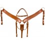 Chestnut Leather Tooled Breast Collar Western Horse Tack Set