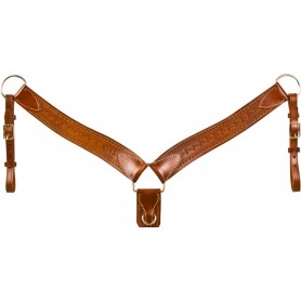 9798 Chestnut Leather Tooled Breast Collar Western Horse Tack Set
