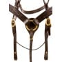 Star Tooled Black Brass Headstall Reins Western Horse Tack Set