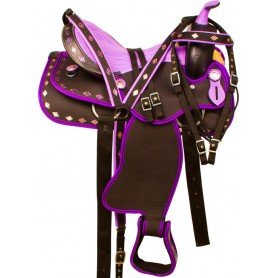 9804 Purple Diamond Synthetic Western Horse Saddle Tack 15 17