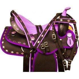 9804 Purple Diamond Synthetic Western Horse Saddle Tack 15 17