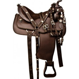 9805 Black Synthetic Western Pleasure Trail Horse Saddle Tack 16 18