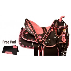 9806 Pink Diamond Synthetic Western Trail Saddle Tack 14 17