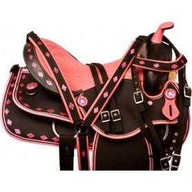 9806 Pink Diamond Synthetic Western Trail Saddle Tack 14 17