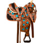 Turquoise Floral Barrel Western Horse Saddle Tack 14 17