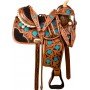 Turquoise Floral Barrel Western Horse Saddle Tack 14 17