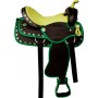 Green Diamond Synthetic Western Trail Saddle Tack 14 17