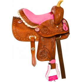 9835 Pink Toddler Girls Youth Kids Pony Trail Saddle Tack 10 12 13