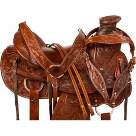 9840 Tooled Wade A Fork Ranch Roping Western Horse Saddle 15 16