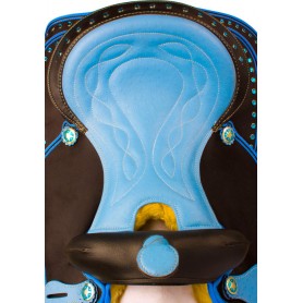 9843 Blue Crystal Synthetic Trail Western Horse Saddle Tack 14 18