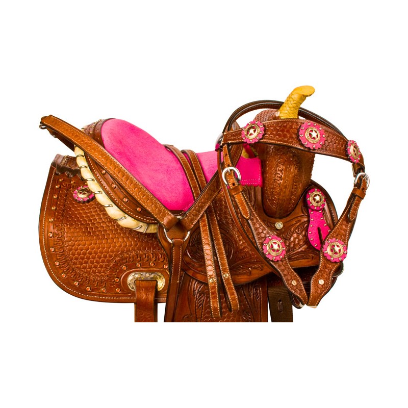 Details about   Barrel Racing Youth Child Synthetic Western Pony Miniature Horse Saddle Tack Set 