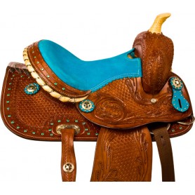 9836M Turquoise Mini Horse Westsern Youth Saddle Tack