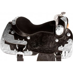 9834 Black Silver Equitation Western Show Horse Saddle Tack 16