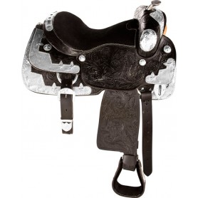 9834 Black Silver Equitation Western Show Horse Saddle Tack 16