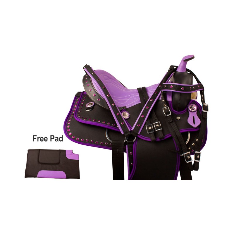 Purple Crystal Lightweight Western Horse Saddle Tack 14