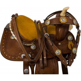 9849 Brown Kids Youth Western Trail Pony Saddle Tack 10 13