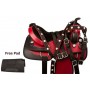 Red Black Synthetic Leather Western Horse Saddle Tack 16