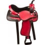 Red Black Synthetic Leather Western Horse Saddle Tack 16