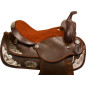 Brown Silver Synthetic Leather Western Show Horse Saddle 15