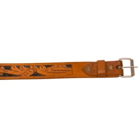 9873 Black Inlay Natural Leather Rear Flank Western Back Cinch