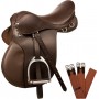 Brown All Purpose English Horse Saddle Girth Stirrups 16 18