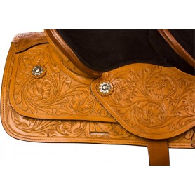 9885 Tan Tandem Double Seat Western Trail Horse Saddle 15 & 10