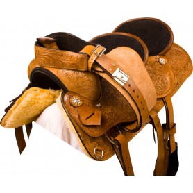 9885 Tan Tandem Double Seat Western Trail Horse Saddle 15 & 10