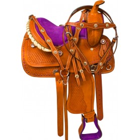9879M Purple Youth Kids Toddler Western Mini Horse Saddle Tack 10