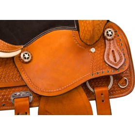 9876H Black Tan Leather Kids Seat QH Western Horse Saddle Tack 13